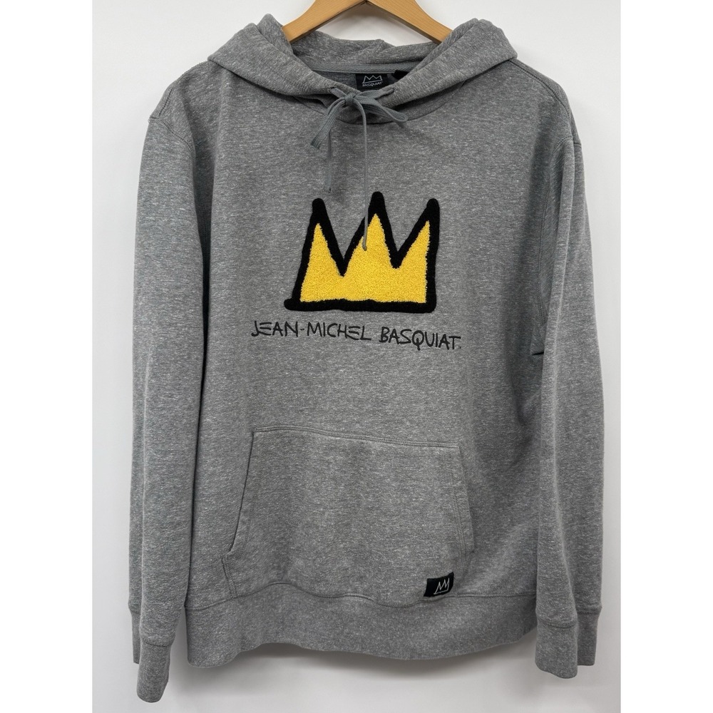 SOLD
Jean-Michel Basquiat Crown Hoodie Sweatshirt Gray Men's LG Pockets